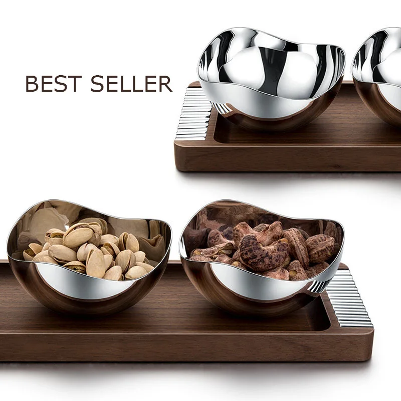 dried fruit tray, household coffee table, stainless steel snack bowl, creative nut tray, fruit tray, foreign trade