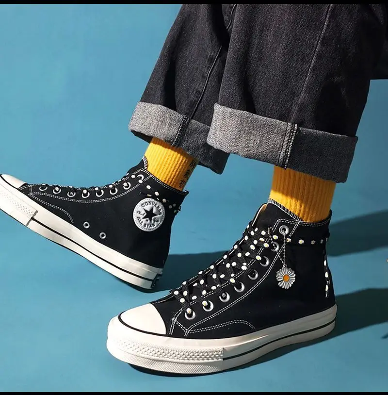 Kleine Gänseblümchen Schnürsenkel Cartoon Druck Mode Unisex Flache Schnürsenkel High-Top Canvas Sneakers Schnürsenkel AF1 Sport Schnürsenkel – Detail 11