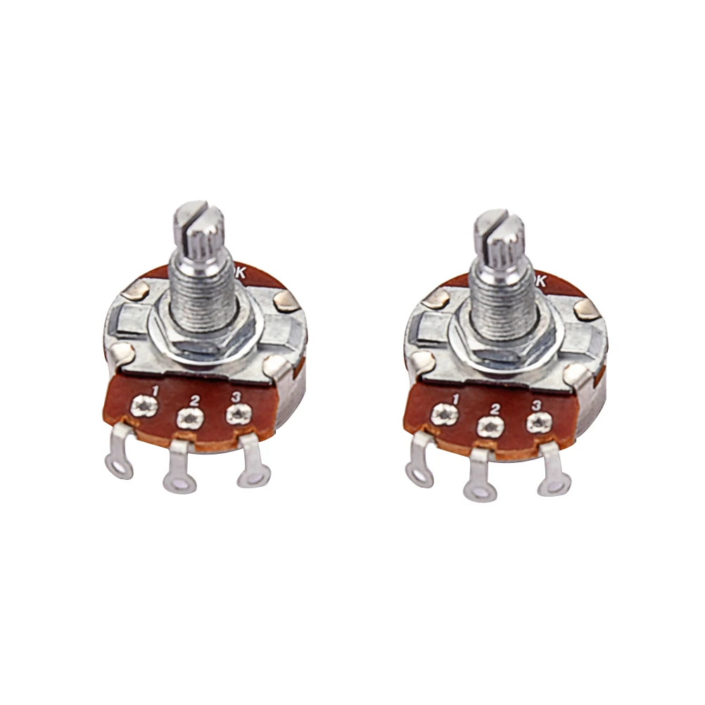 

2 Pcs 250k Full Size Bass Pots Potentiometer Long Knurled Split Shaft Audio Taper Low Friction for Guitar Bass