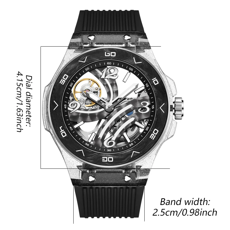 HANBORO New Luxury Men Watches Fashion  Automatic Mechanical Man Wristwatch Skeleton Transparent case Luminous Watch for men