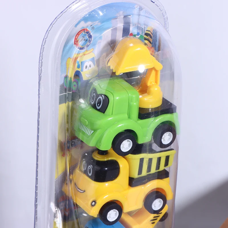 4 개/대 미니 자동차 모델 장난감 시뮬레이션 건설 차량 만화 당겨 자동차 장난감 어린이를위한 교육 선물 소년 소녀