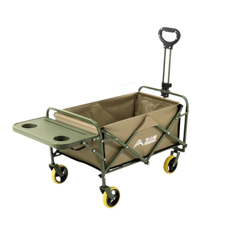 多機能取り外し可能テーブルキャンプカート、オールスチールユーティリティワゴン、キャンプ用キッチンオーガナイザー付き取り外し可能ホイール