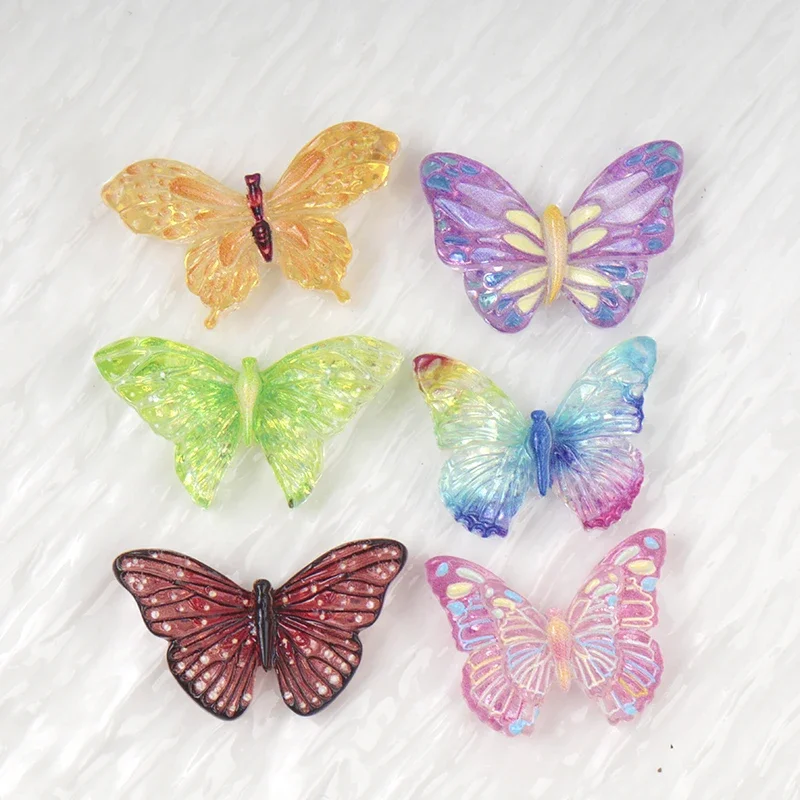 10/100PC Resin Accessories Transparent Butterfly Seories Patch DIY Children Jewel Keychain Scrapbooking Cup Piecture Frame Decor