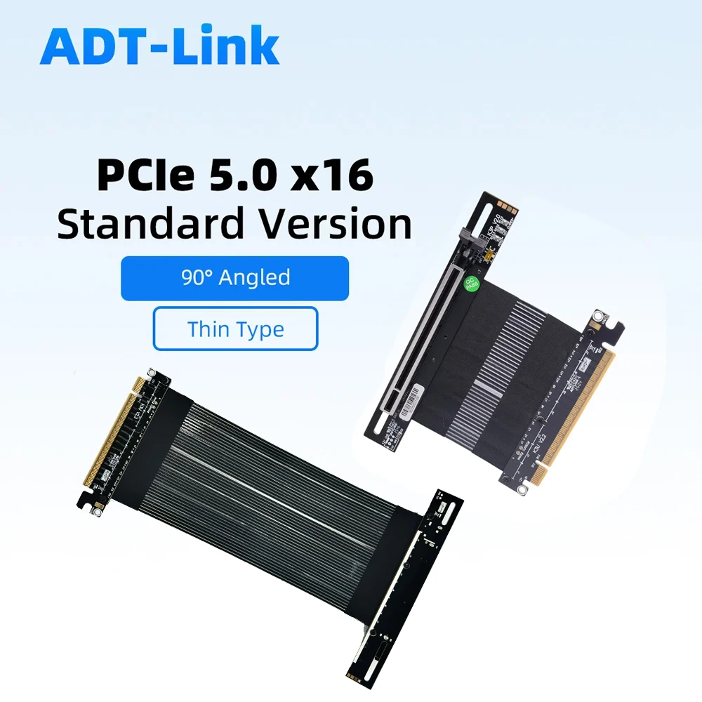 ADT-Link PCIe 5.0 x16 GPU Riser Cable Gen5 512Gbps High Speed Lossless Flat Ribbon Graphics Card Extension Cable for NVIDIA RTX
