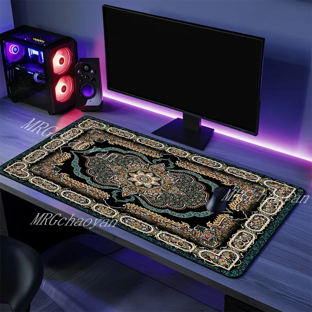 

Коврик для мыши в персидском стиле в стиле ретро, настольный коврик, игровые коврики, резиновые противоскользящие прочные водонепроницаемые аксессуары для ПК, клавиатура, удлиненные коврики для мыши