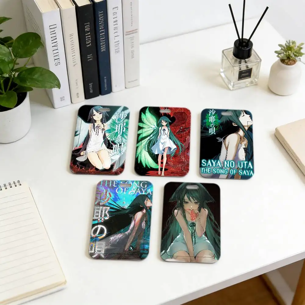 Saya No Uta Comfortable Neck Strap Lanyard with Transparent ID Card Holder, Durable Card Cover for Employee Office Badge.