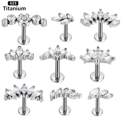 1PC G23 Titanium Labret Piercing Ear Stud Tragus Lip Ring 6/8/10mm Internal Thread Helix Earring Lobe Cartilage Lip Body Jewelry