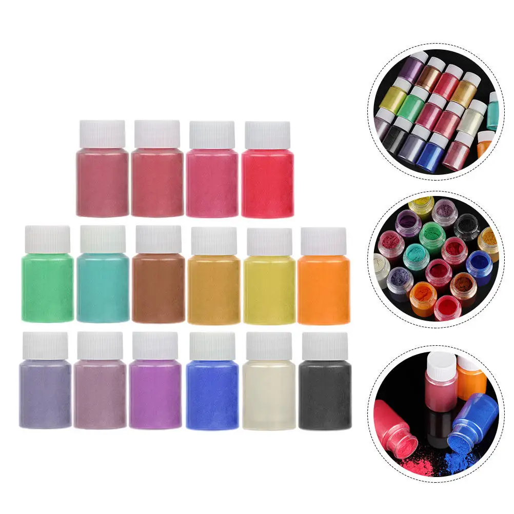 Pigmento en Polvo Perlado de 16 Colores para Arte de Uñas, Fabricación de Jabón, Resina Epoxi y Cambio de Color