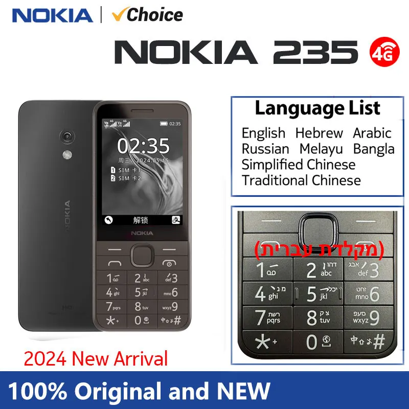 Nokia 235 4G Feature Phone Bluetooth 5.0 FM Radio Dual SIM 1450mAh Bettery Type-C Port Mobile Phone New And Original