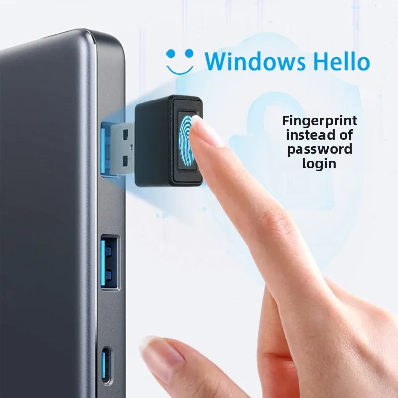 USB Fingerprint Reader for Windows Hello, Laptop Desktop PC Fingerprint Password Unlock Device