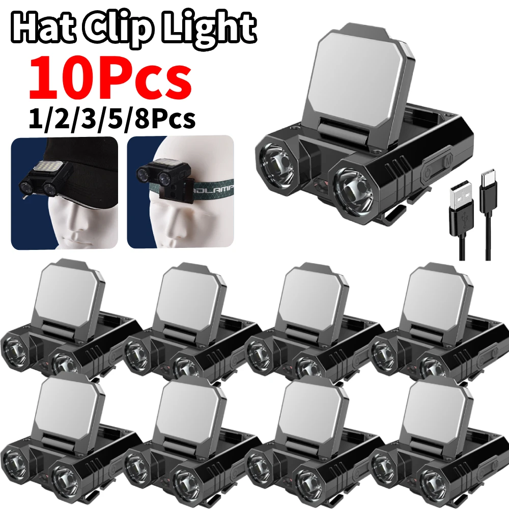 

XPE+2835 Mini Cap Clip Light Hat Clip Cap Light Wave Sensor Camping Headlamp Type-C USB Charging 5 Modes Outdoor Fishing Camping