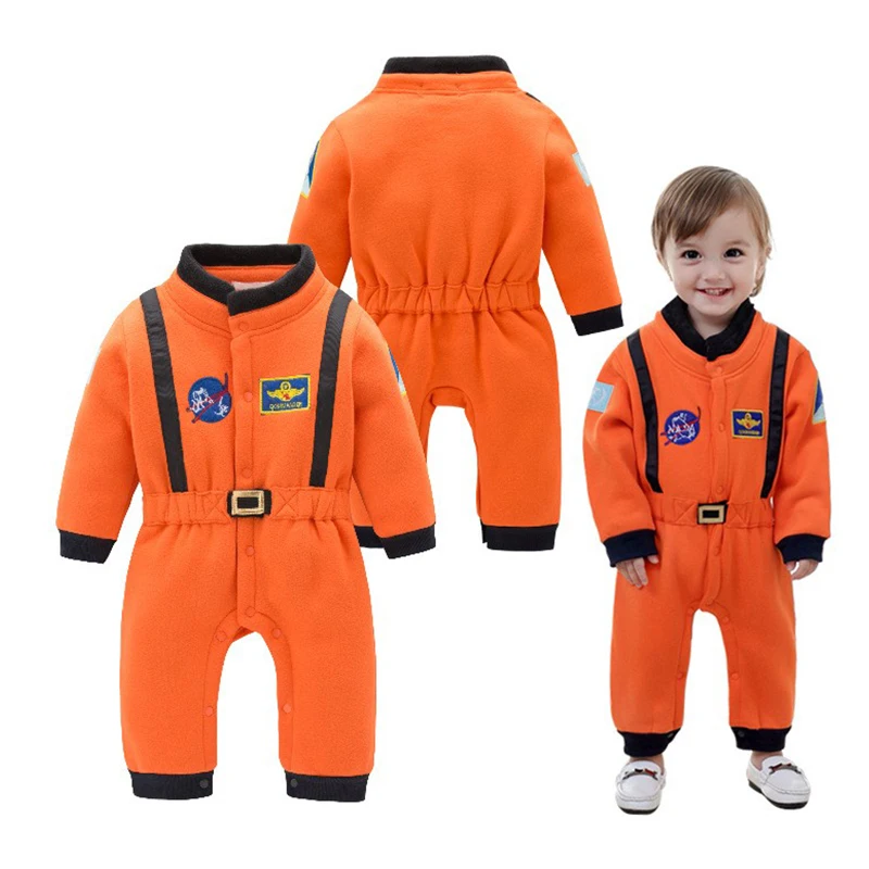 

2023 New Autumn and Winter Clothes boy's Role-playing White/Orange Long-sleeved space suit space suit jumpsuit Coat