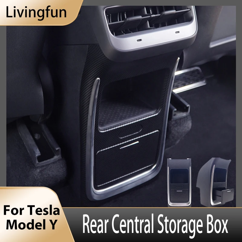 Livingfun For Tesla Model Y Rear Central Storage Box Center Console Storage Case for Tesla Model Y 2023 Accessories