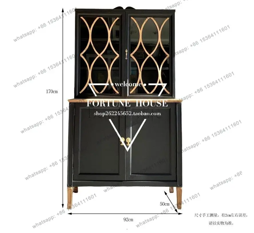 PG American rural solid wood wine cabinet dining side cabinet French retro color matching light luxury entrance cabinet display