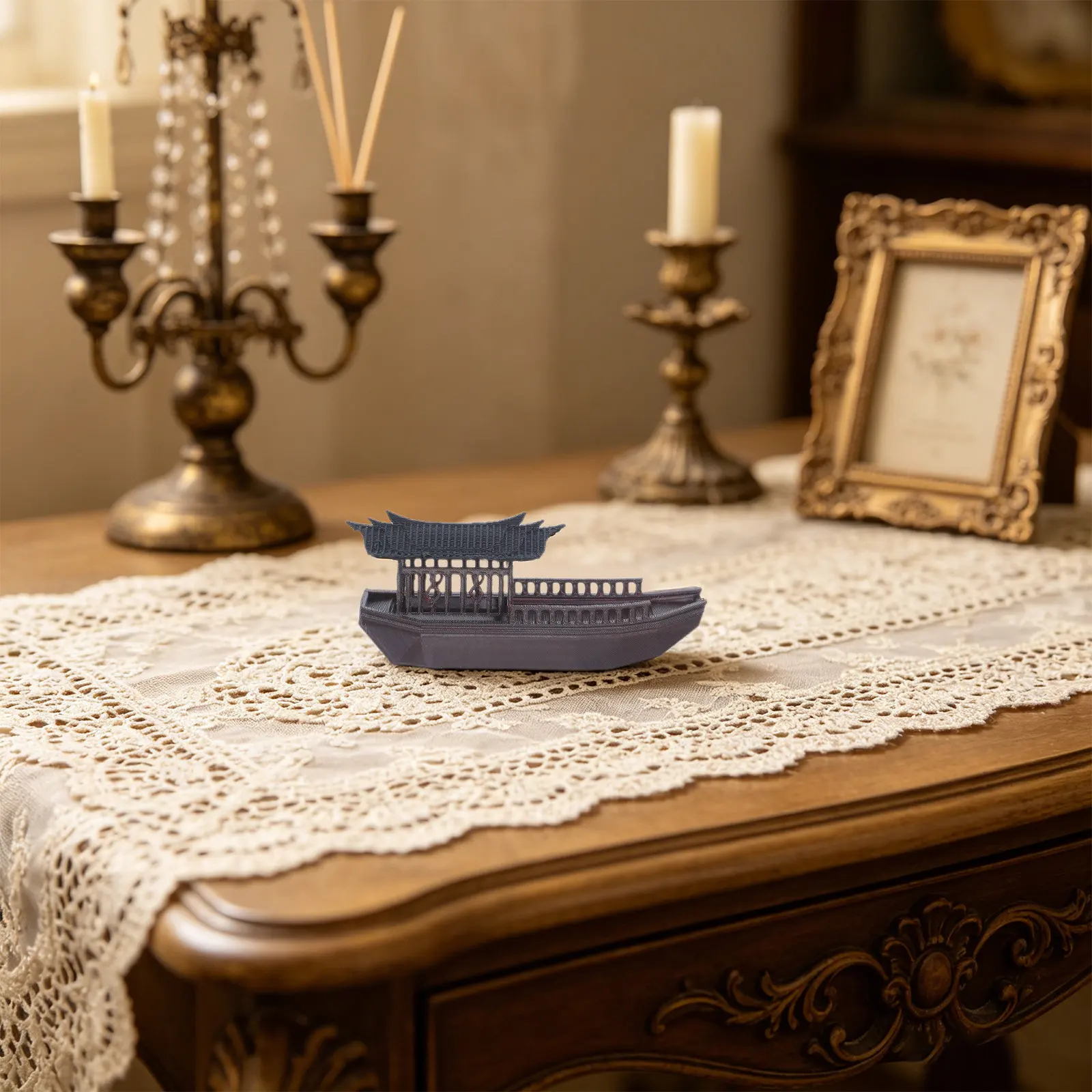 

Miniature Chinese Fishing Boat Vintage Floating Ornament for Fish Tank Bonsai Micro Landscape Fairy Garden Sand Tray DIY Craft