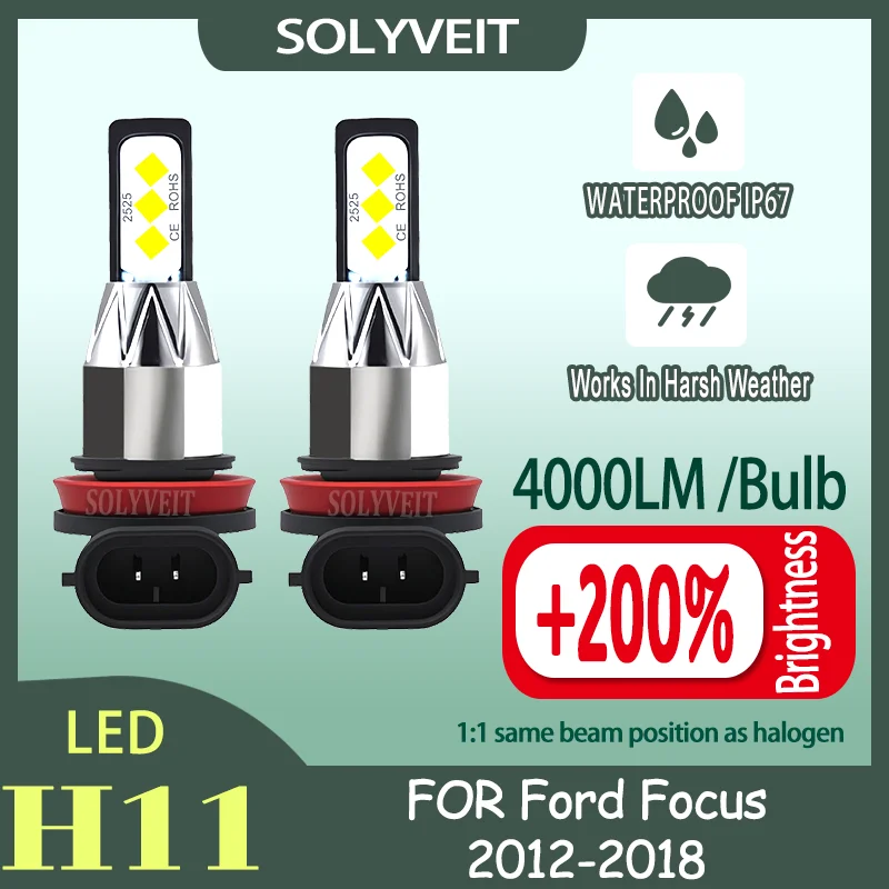 

High-Efficiency Waterproof IP67 Dustproof Instant On Technology Low Beam Bulbs For Ford Focus 2012 2013 2014 2015 2016 2017 2018