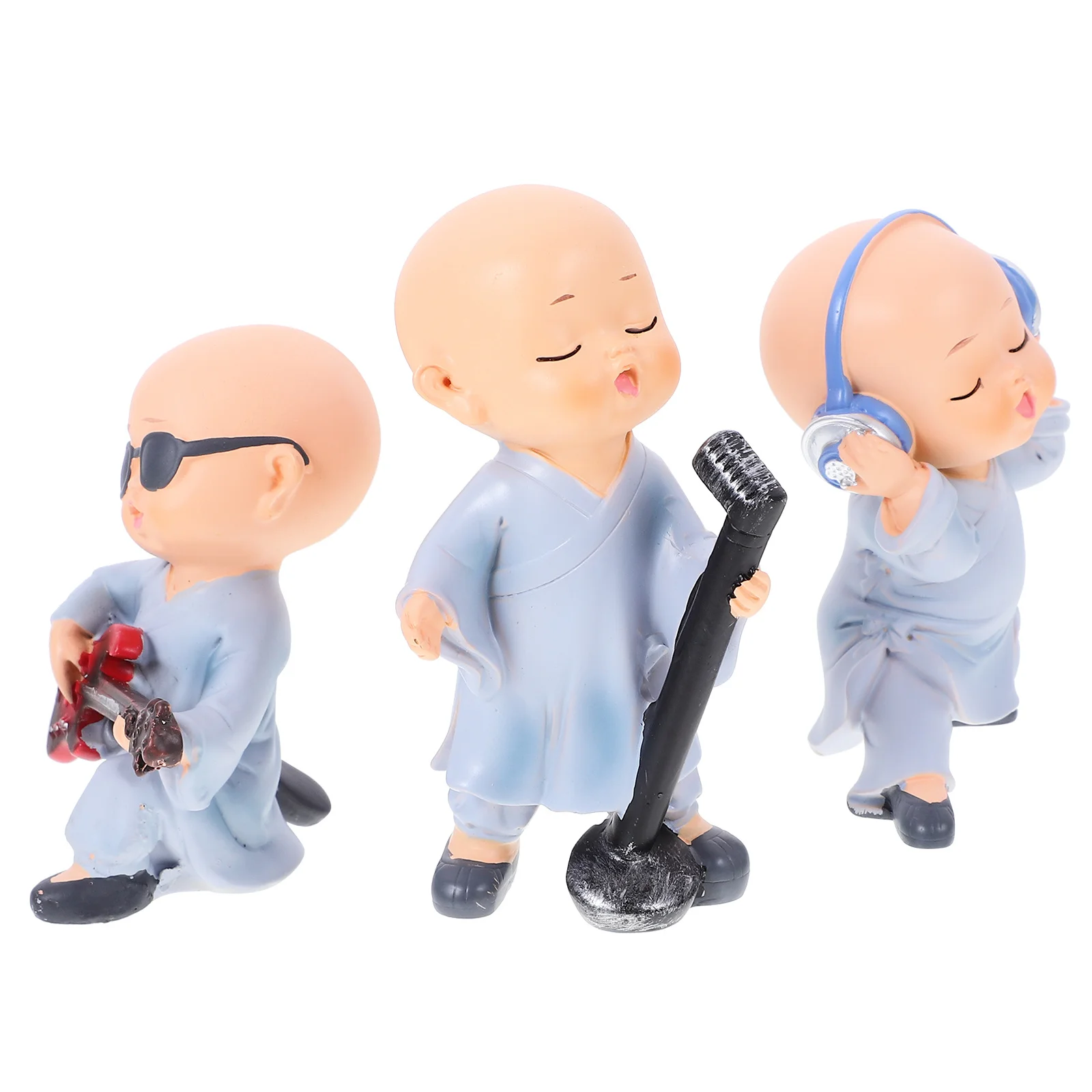 

3Pcs Resin Small Monk Dashboard Ornament for Car Home Office Decor Buddha Style Decorative Craft Mini Garden Accessory