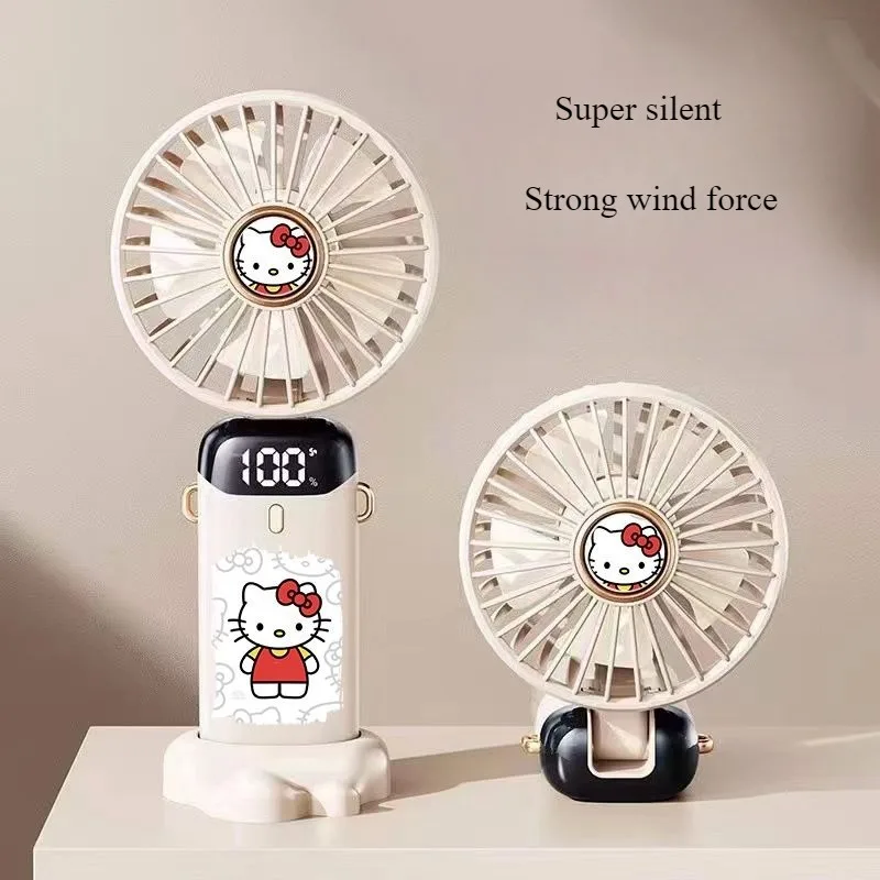 

New Kawaii Sanrio Hello Kitty Mini Fan USB Charging Silent Anime Peripheral Electric Fan Portable for Travel Girl's Gift