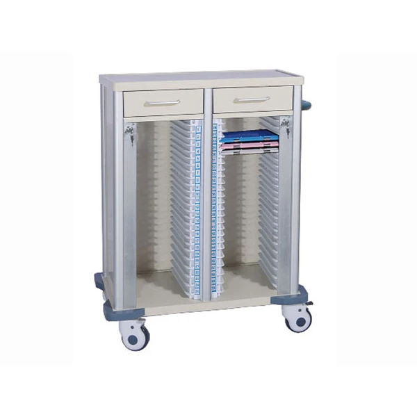 RF-E15 Aluminum Alloy Medical Record Trolley with 50+ File Slots for Healthcare Facilities