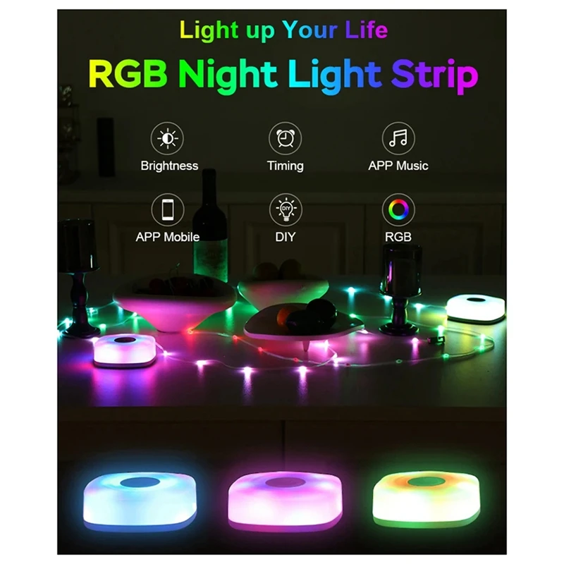 

Nachtlampje LED Night Light Smart APP RGB Camping String Lights Outdoor Waterproof Rechargeable Room Atmosphere Lamp 5m-A09I
