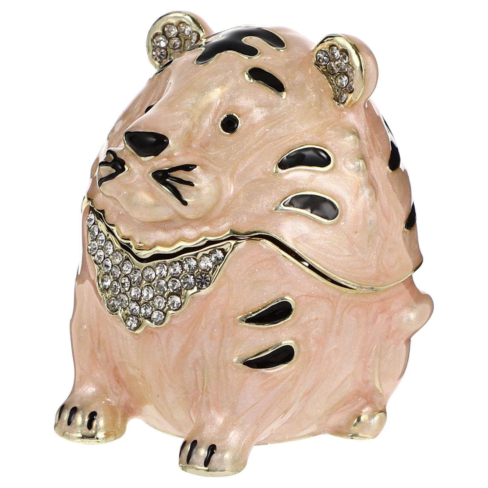 

Decorative Jewelry Box Tiger Shape Zine Alloy Enamel Art Craft Chinese Theme Ornament Gift for Collector Animal Design New