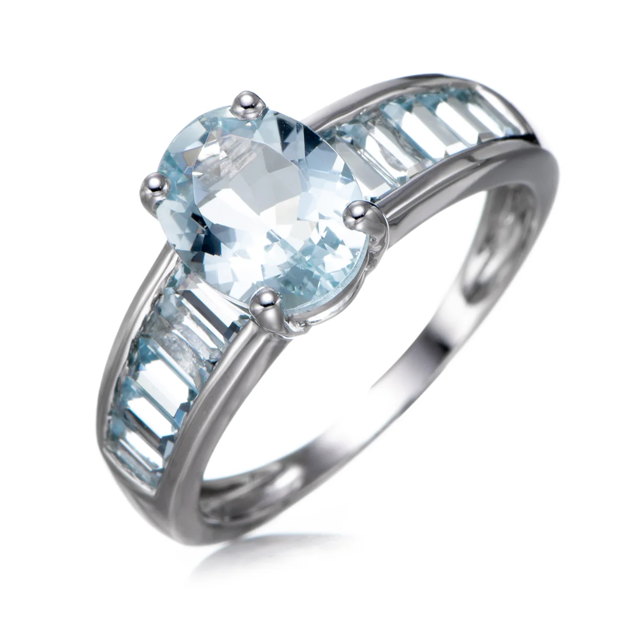 

Aquamarine Rhodium Over Sterling Silver Ring