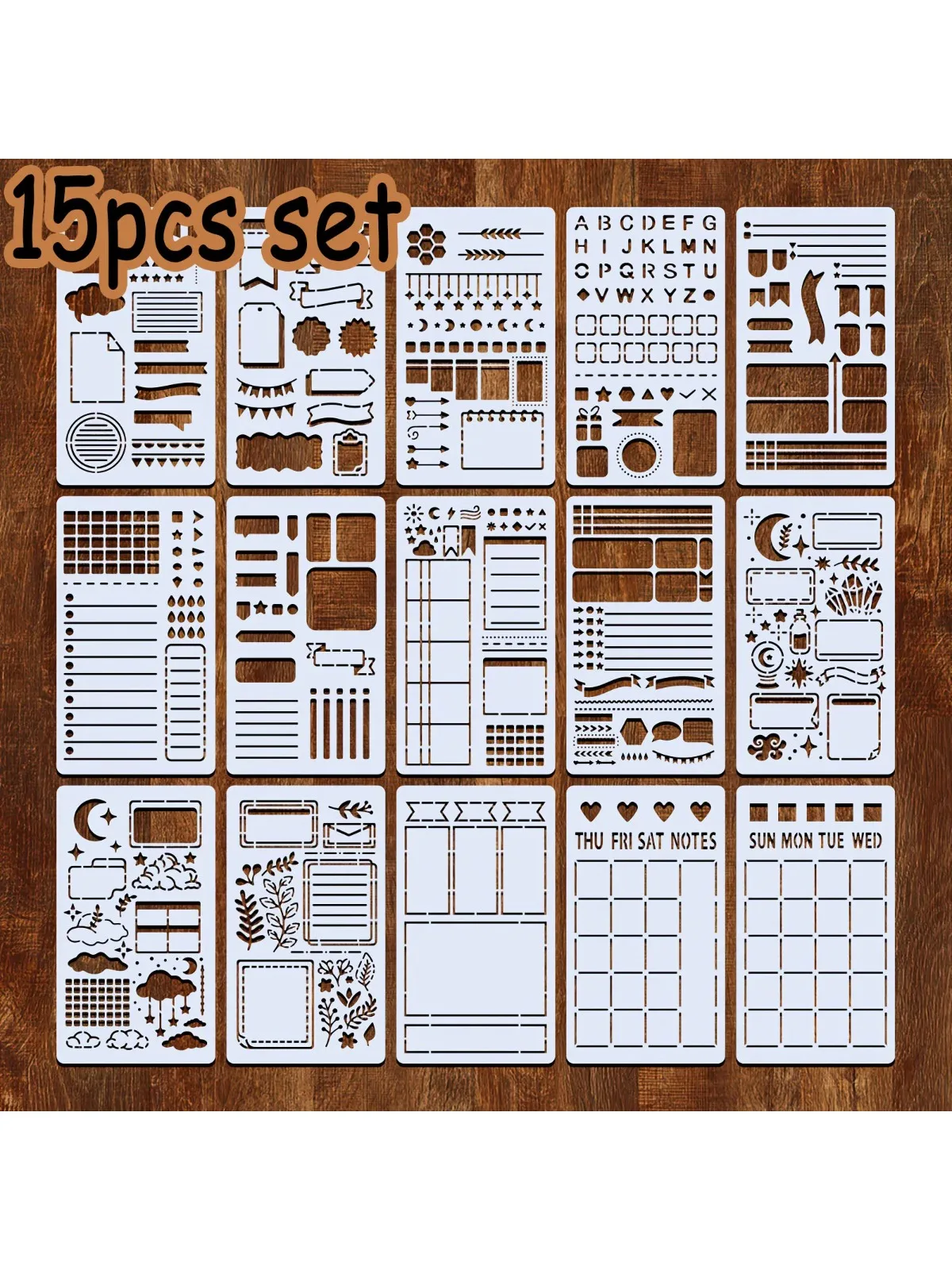 15 Stück Zeichenvorlagen, wiederverwendbare Kugel-Schablonen, Tagebuch zum Malen, DIY, Scrapbooking, Tagebuch, Sammelalbum, Journal, Schreibwaren, Geschenke