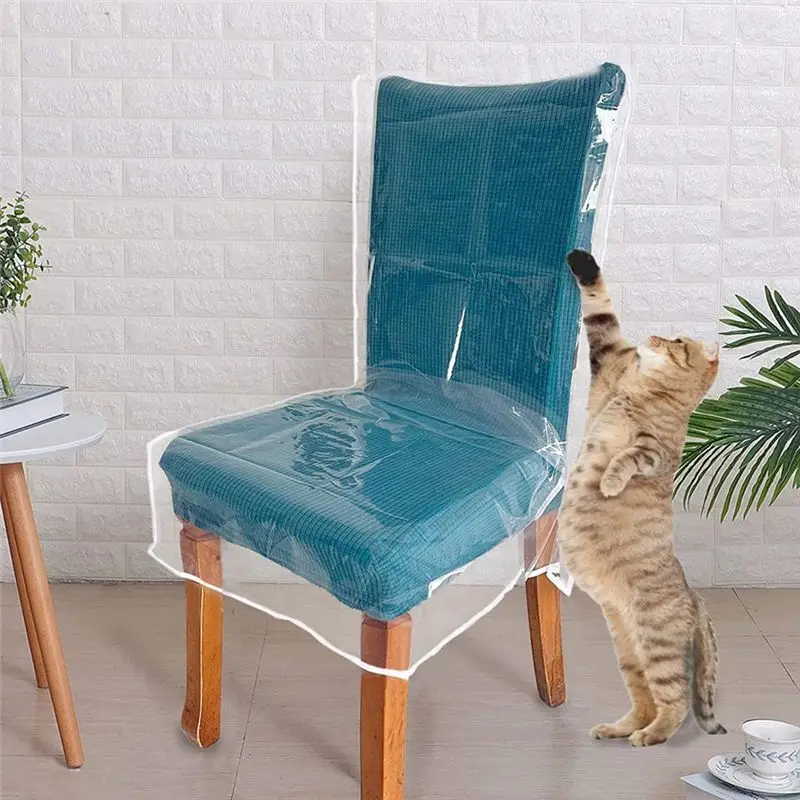 A96K-4 Pcs Plastic Chair Covers For Dining Chairs Anti Sauce, Cat Scratching Clear Plastic Chair Protectors