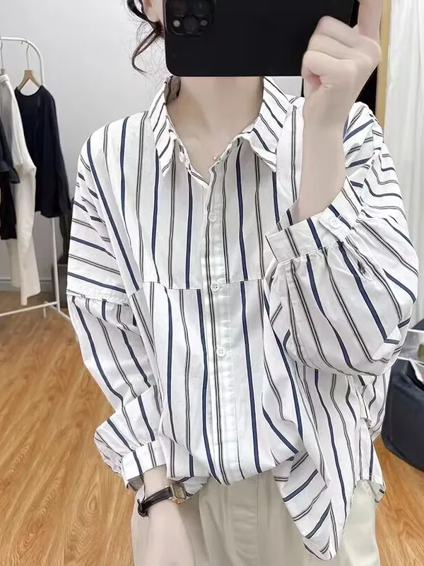 

Свободная полосатая длинная юбка-трапеция для женщин, корейская повседневная юбка трапециевидной формы с высокой талией, осенний сезон