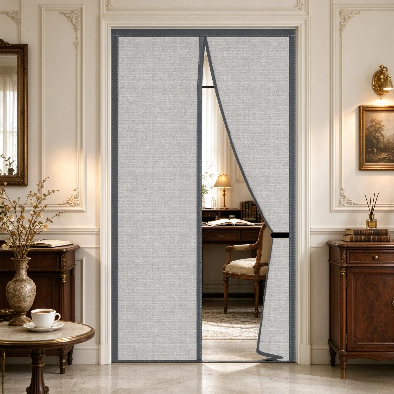 Windproof Thermal Door Screen Magnetic Self Adhesive Fabric Curtain Soundproof Winter Partition Bedroom Home Daily Useful Kit