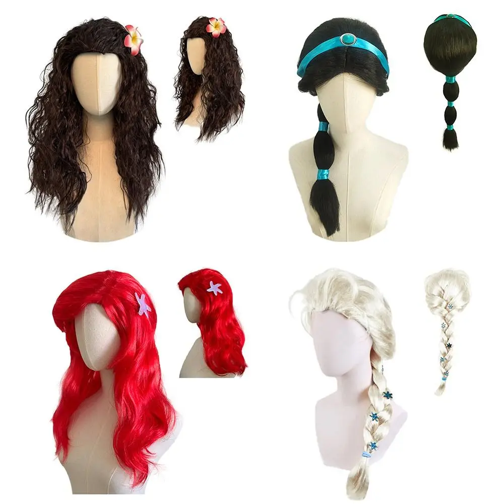 Moana แต่งตัววิกผม Little Mermaid Elsa ฝาครอบวิกผม Hairpiece Water DROP คลิป Masquerade คอสเพลย์