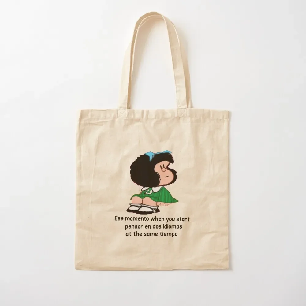 

Ese momento when you start pensar en dos idiomas at the same tiempo Tote Bag shoping bag Shopping bags Beach bag