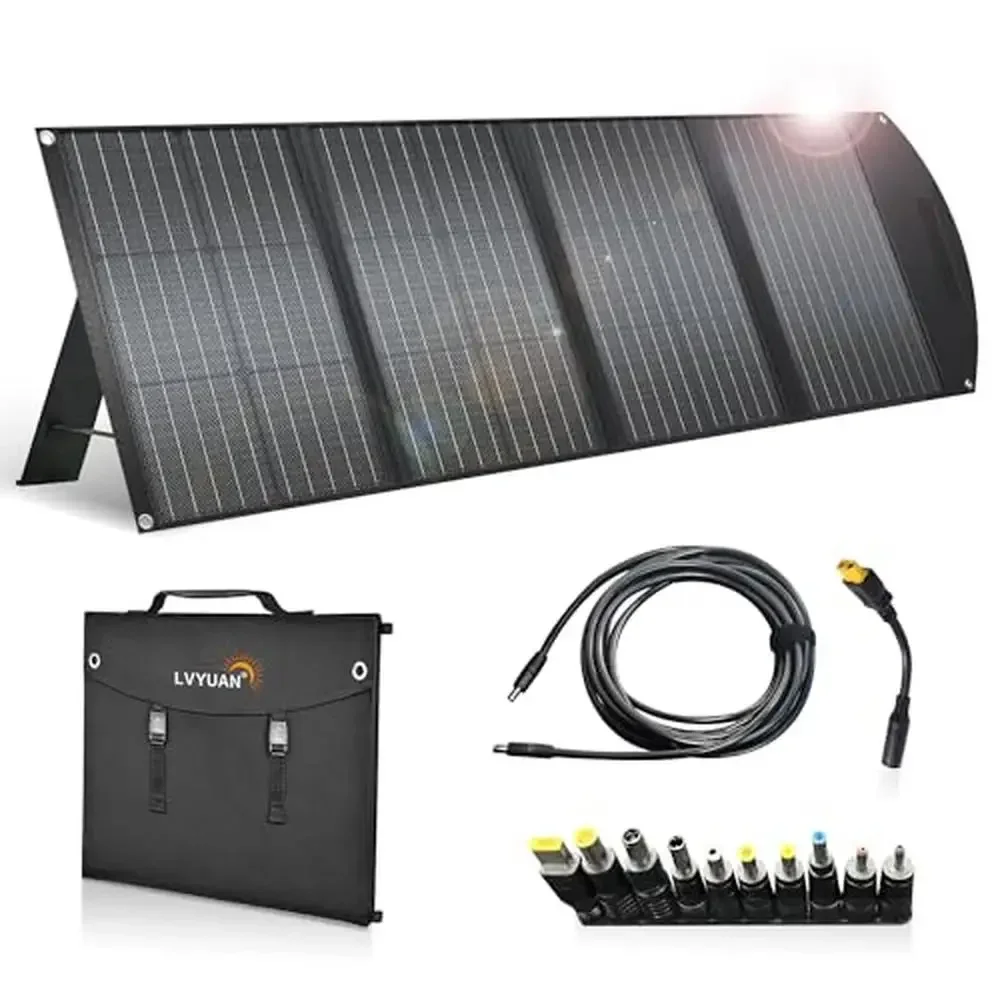 

Adjustable Kickstand 120W Solar Panel Foldable IP65 Waterproof Portable Charger Outdoor Camping RV Blackout Tablet