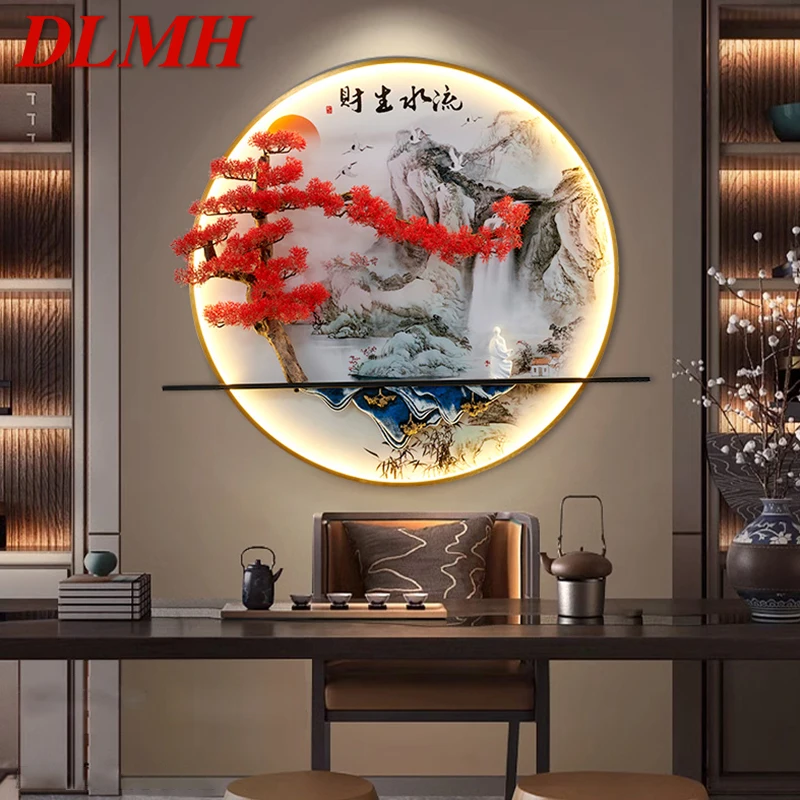 

DLMH Modern Wall Picture Light Inside Creative Chinese Pine Landscape Mural Sconces Lamp LED for Home Living Bedroom Study