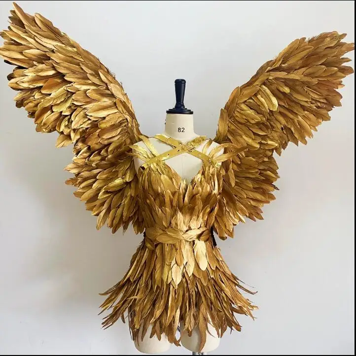 Customized Golden Feather Angel Wings Women's Stage Performance Props