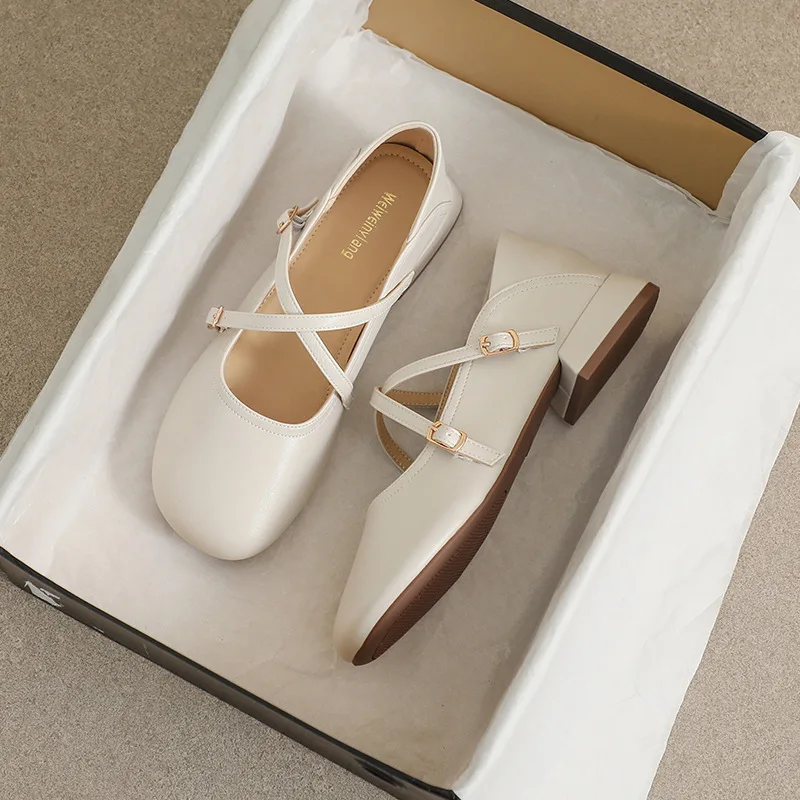

2026 New Soft Silver Mary Jane Shoes Summer New French Shallow Mouth Retro Square Toe Flat Single-layer Shoes