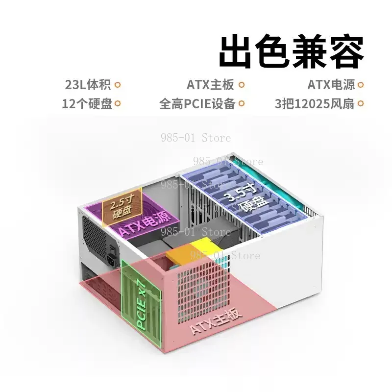 B10 10 Disk NAS Chassis ATX Daya Besar ATX Full High PCIe Hitam Synology Layanan Penyimpanan AIO