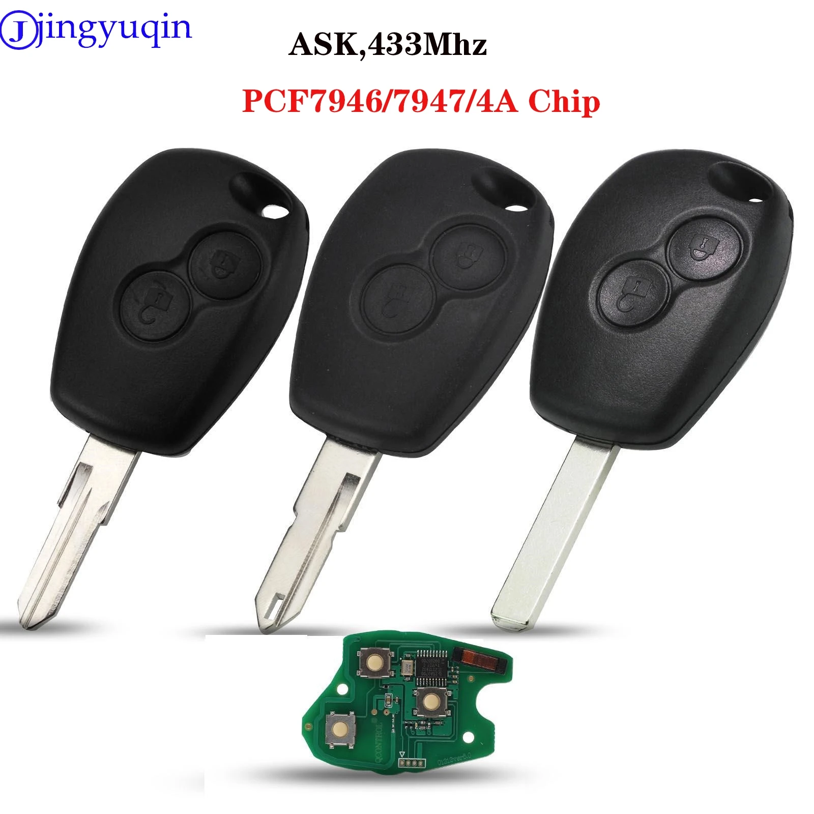 jingyuqin 10p Remote Car Key For Renault Megane Modus Clio Kangoo Logan Sandero Duster ASK PCF7946/PCF7947/4A With 433mhz