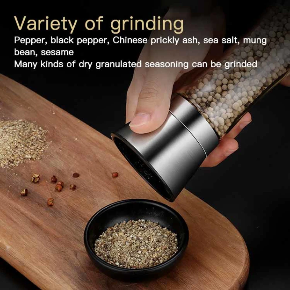 Manual Elegant Design Time-saving Adjustable Pepper Mill Glass Grinder Homemade Seasoning Stylish Tabletop Item Pepper Grinder