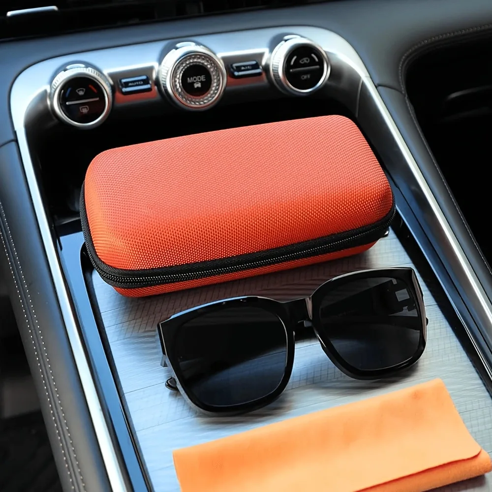 Zipper Eyeglass Case Two-Compartment Pressure Resistant Portable Sunglasses Storage Box Durable Lightweight Glasses Holder