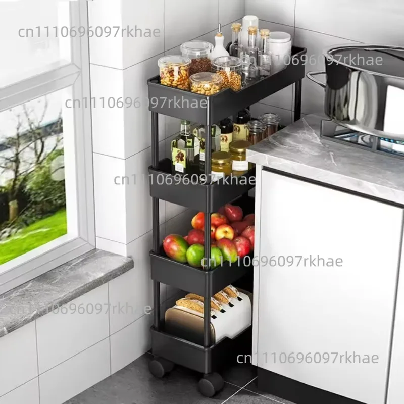 Crack Rack Floor To Ceiling Multi-layer Kitchen Narrow Gap Toilet Bathroom Snack Trolley Refrigerator Side Storage Rack