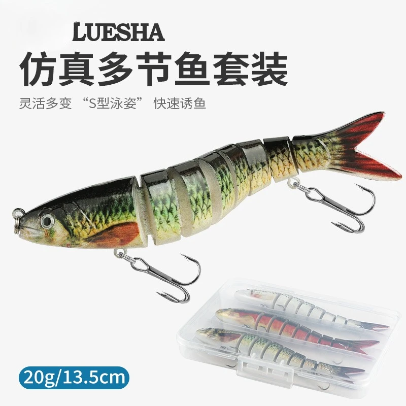 

3 Pieces 13.5cm 20g 8 Segments Multi Jointed Fishing Lure Bionic Lifelike Hard Bait Saltwater Freshwater Bass Fishing Tackle