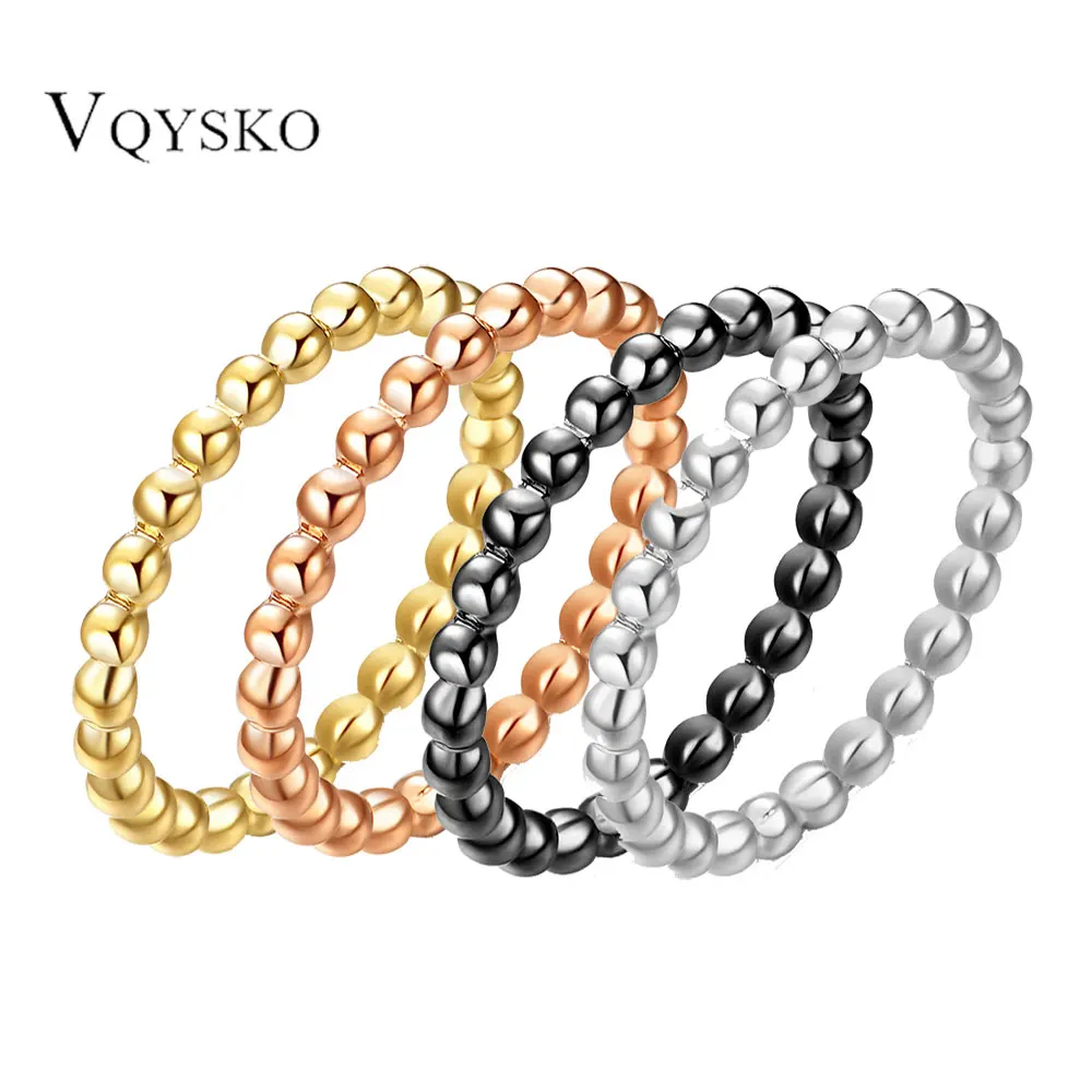 Image of Dünne Perlen Wasser Welligkeit Ring Für Frauen Mode Edelstahl Minimalistischen Schmuck Einfache Perlen Party Hochzeit Geschenke Zubehör