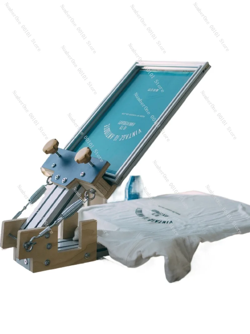 

Compact Manual Screen Printing Machine Solid Wood Handmade Silk Screen Printing Table with Aluminum Frame Mesh Screen
