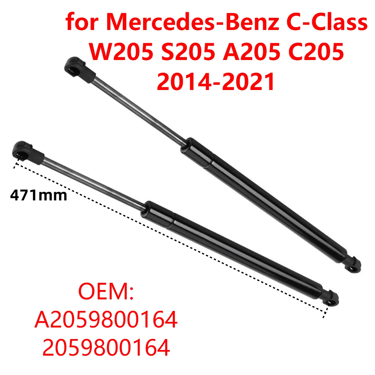 2Pcs A2059800164 Car Front Engine Cover Hood Gas Strut Lift Support Rods for Mercedes-Benz C-Class W205 S205 A205 C205 2014-2021