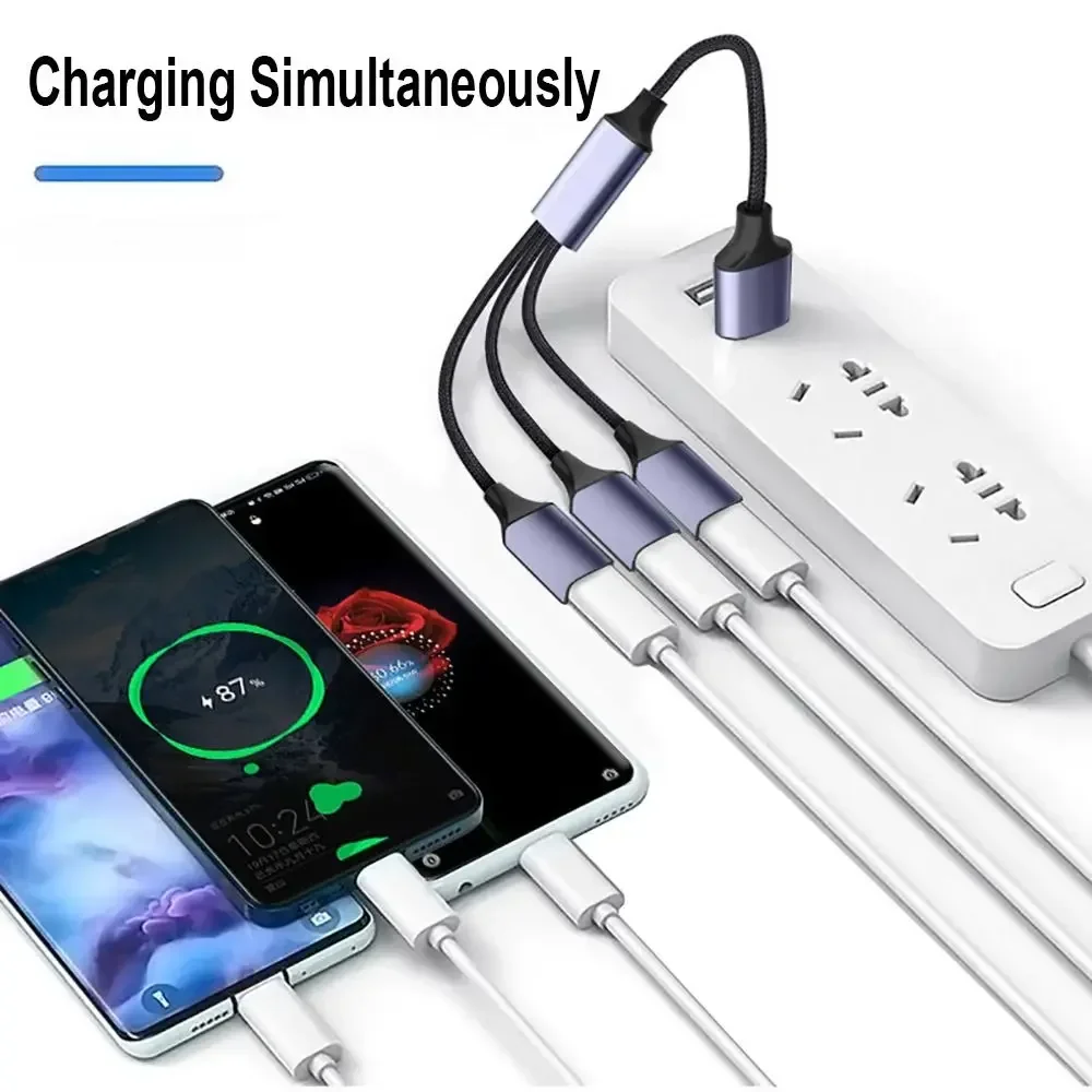 USB 2.0 Hub 3 in 1 Splitter Fast Charging Extension Cable OTG Adapter Data Transfer Converter For PC Laptop Smart Phone