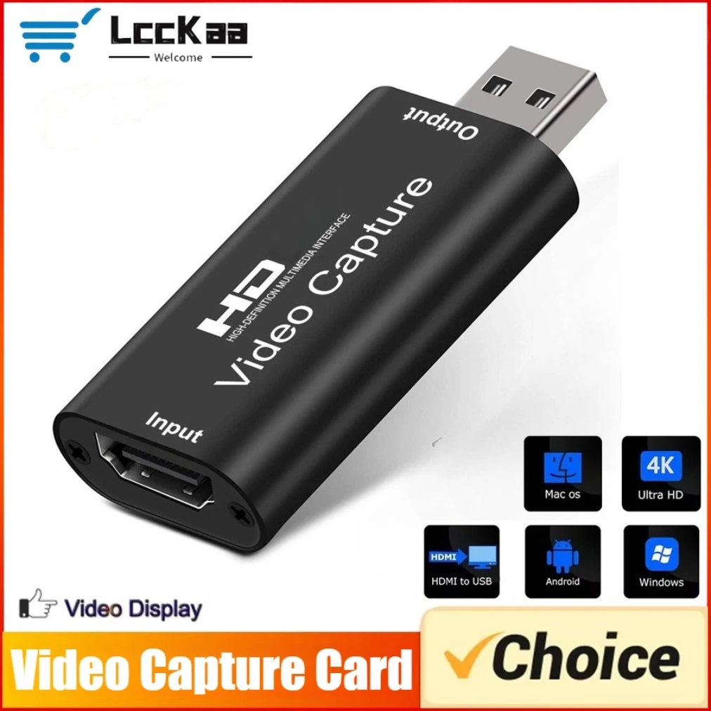 Placa de Captura de Vídeo HDMI para USB 1080P USB 2.0 Game Grabber Box para PS4, DVD, Câmera, PC, Gravação de Vídeo e Transmissão ao Vivo