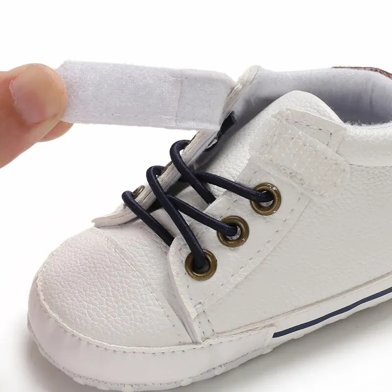 Baby Shoes Boys High Top Sneakers PU Leather Soft Sole Infant Kids Walker Crib Shoe