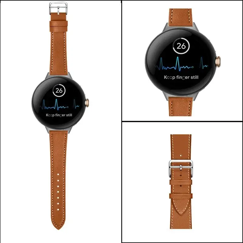 Leather Band for Google Pixel Watch Strap Betl Smartwatch Metal Connectors Accessories Bracelet Google Pixel for Hermes Correa