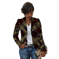 Traje de chaqueta con cuello chal para mujer, estampado de cera colorida, Dashiki, Blazers africanos, ropa de fiesta de boda personalizada